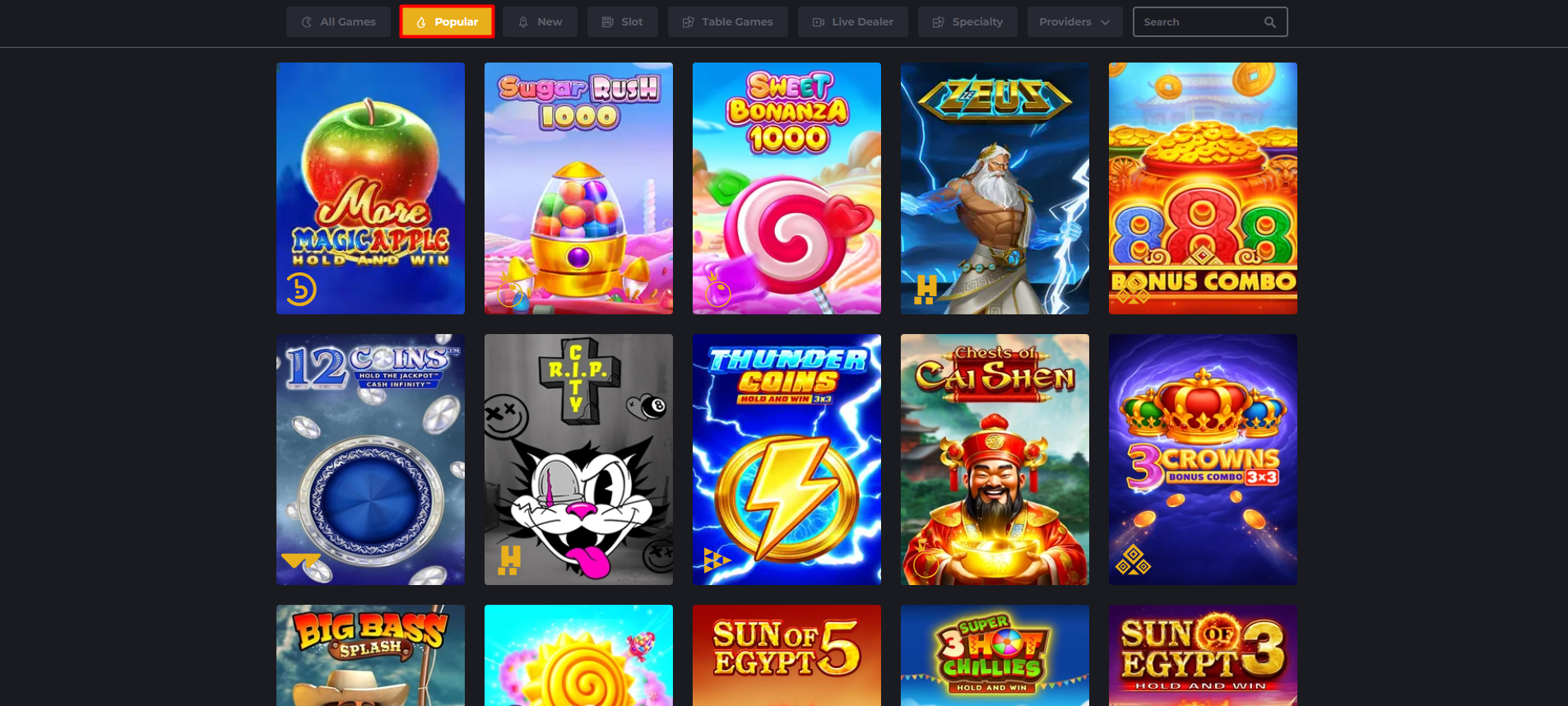 Library of popular online pokies and table games at Royal Reels Casino