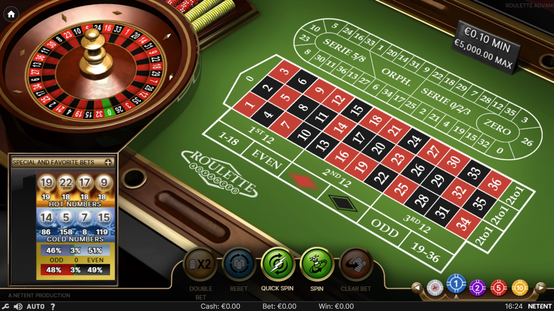 Roulette Advanced by NetEnt table showing betting options and wheel mechanism