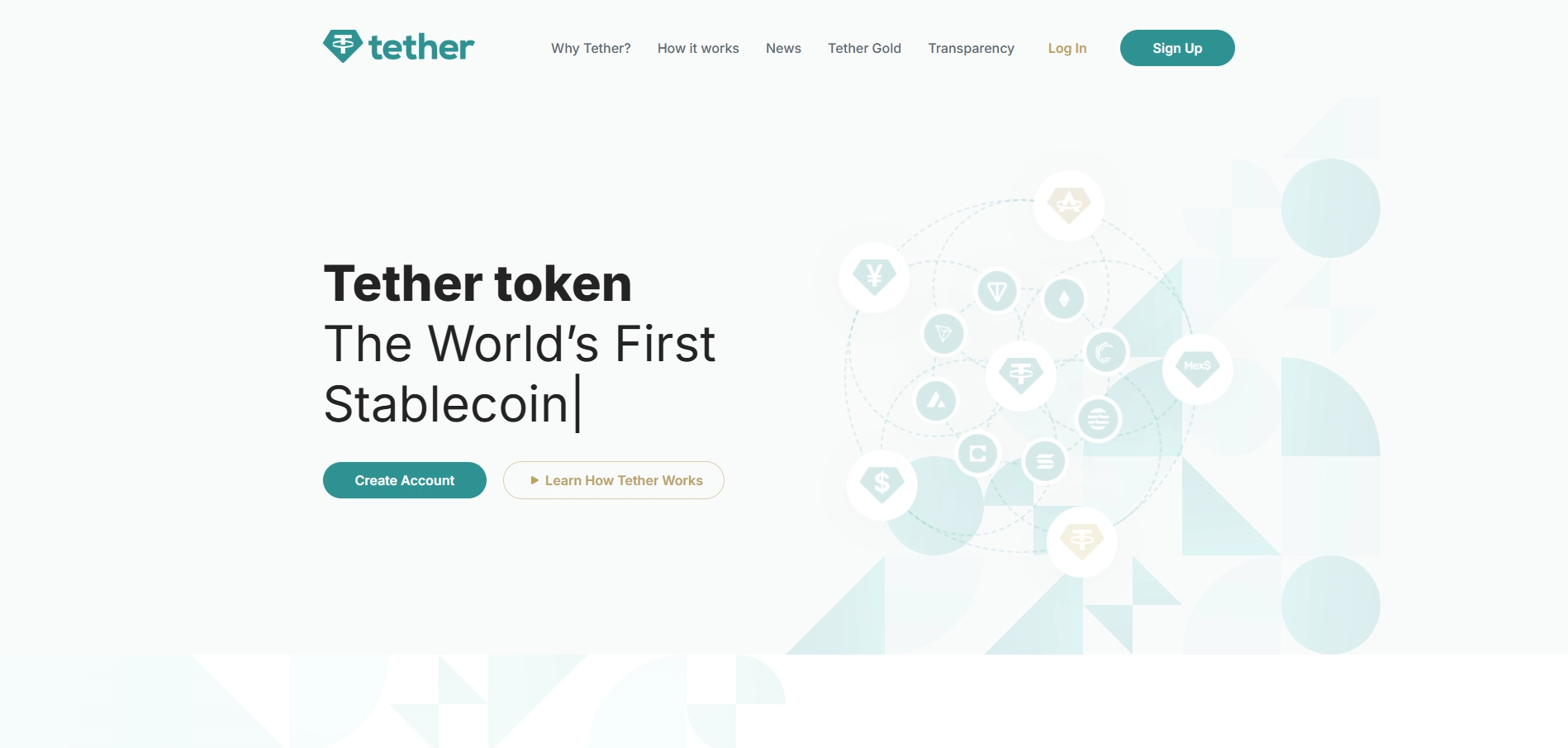 Tether website showing global locations where users can use stablecoin tokens