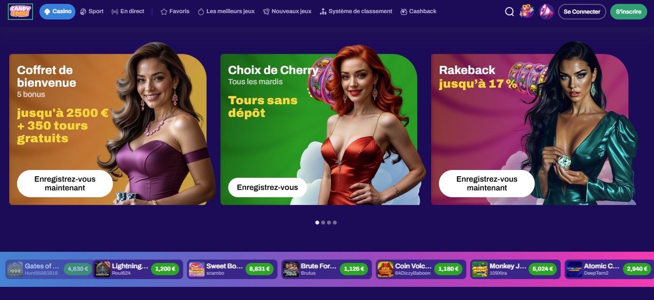 Bienvenue sur le casino en ligne Candyspinz avec une interface réinventée
