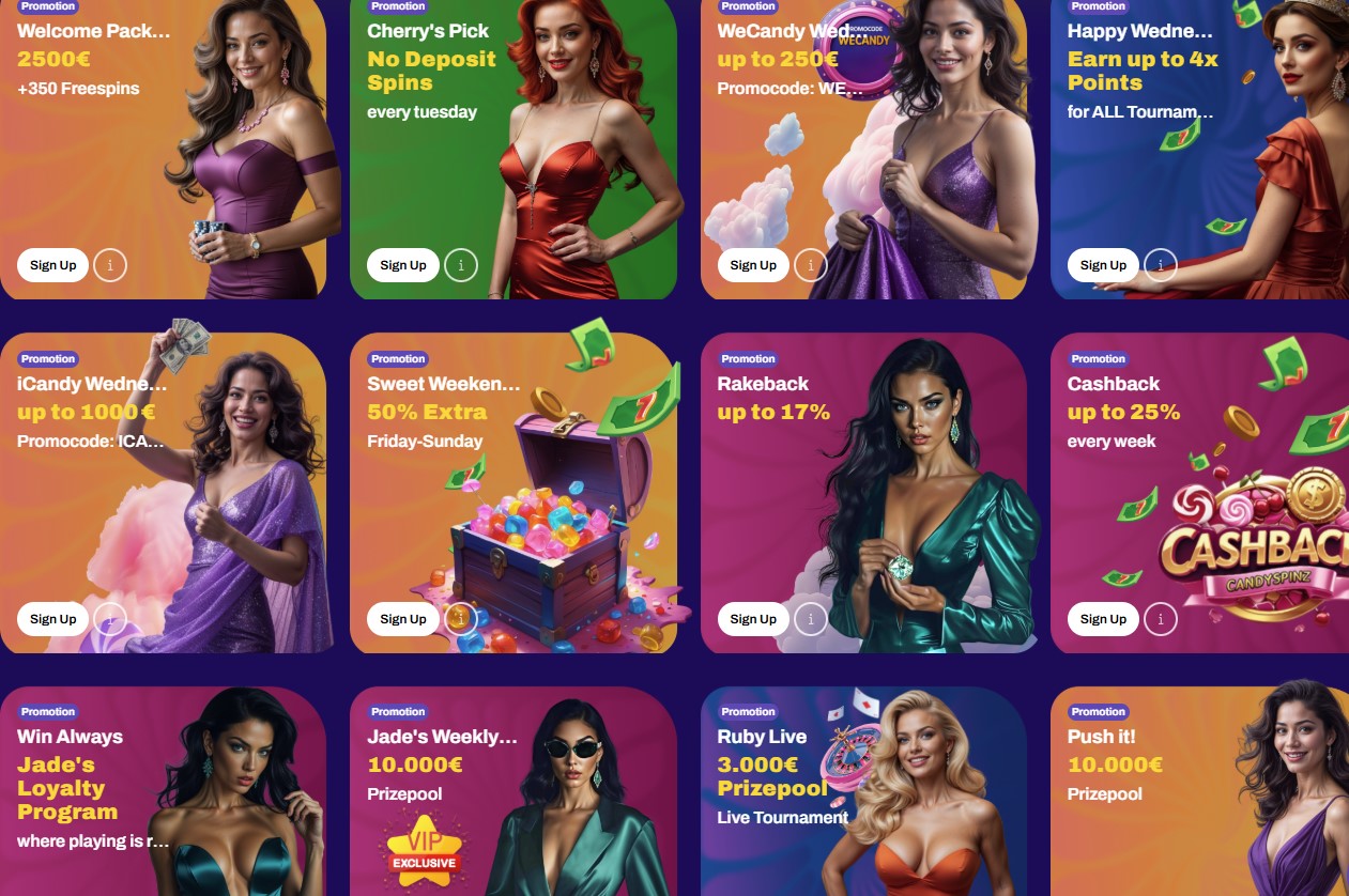 Découvrez les promotions et bonus offerts aux joueurs du casino Candyspinz