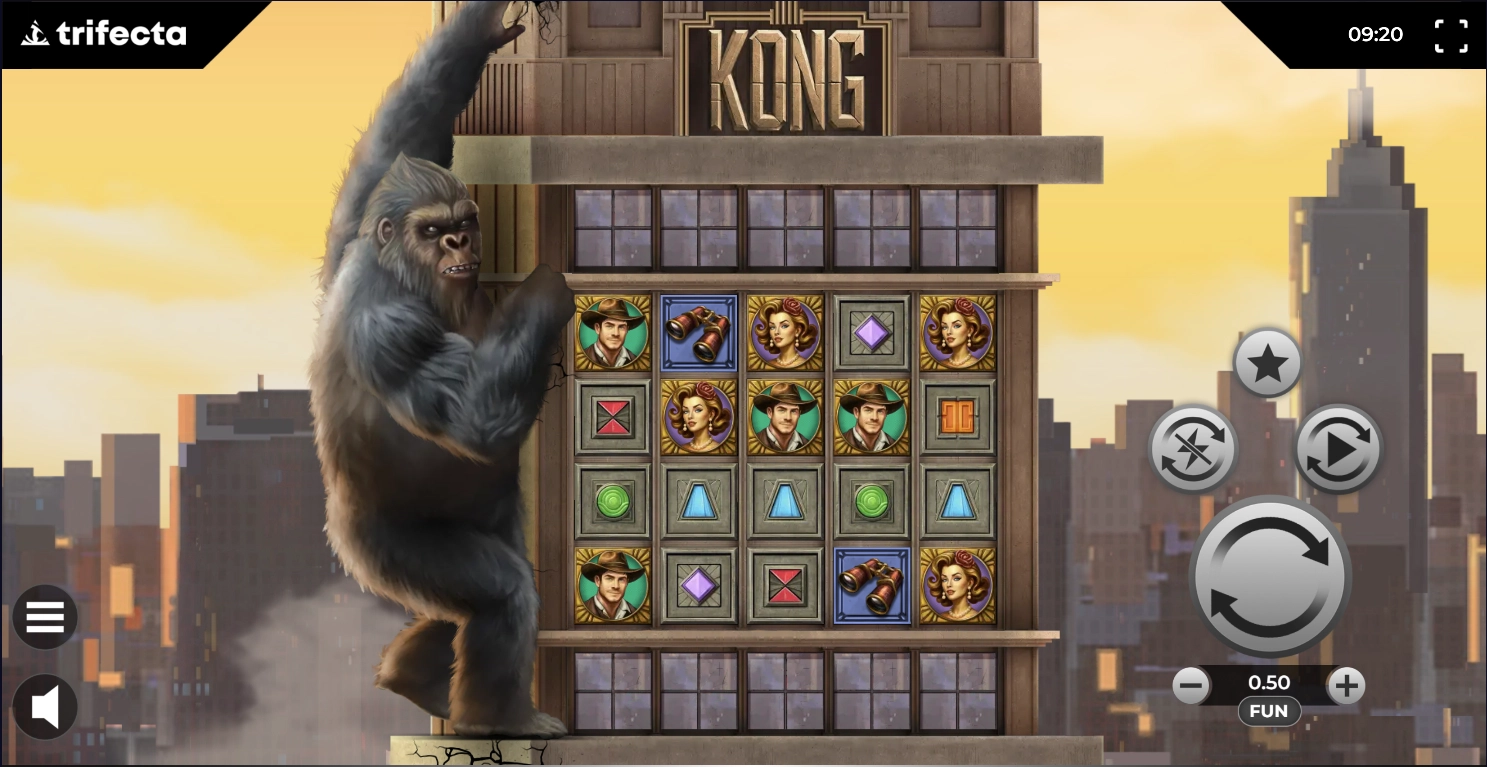 Kong by Trifecta Gaming slot game screen showing reels and layout