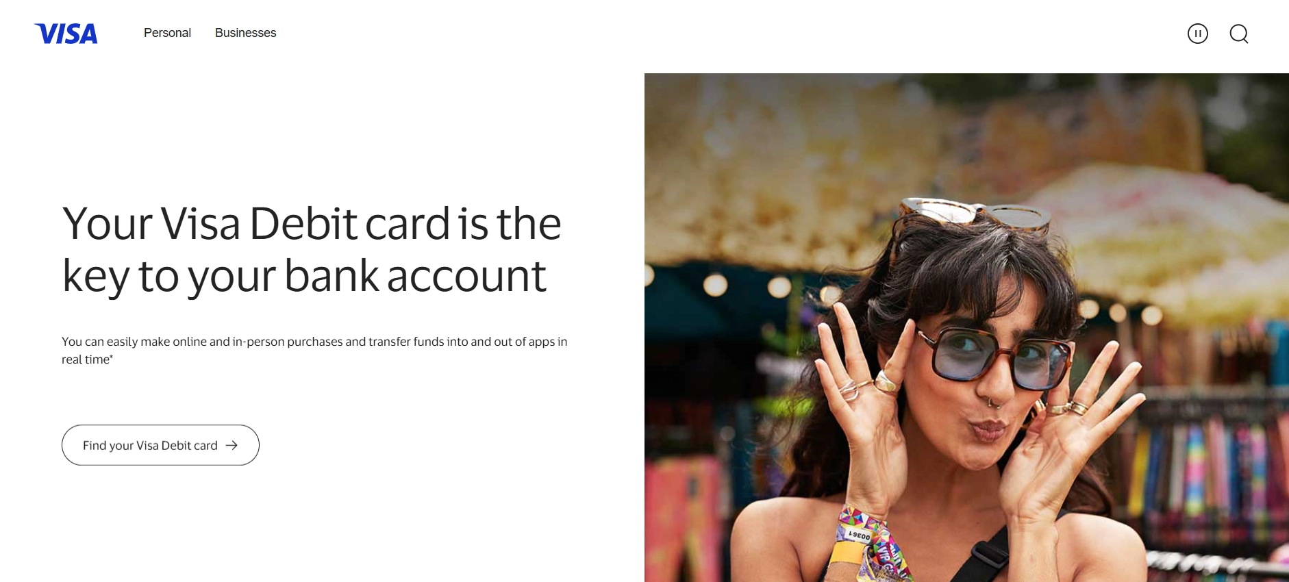 Lifestyle promotional page encouraging Visa customers to make secure and confident payments.