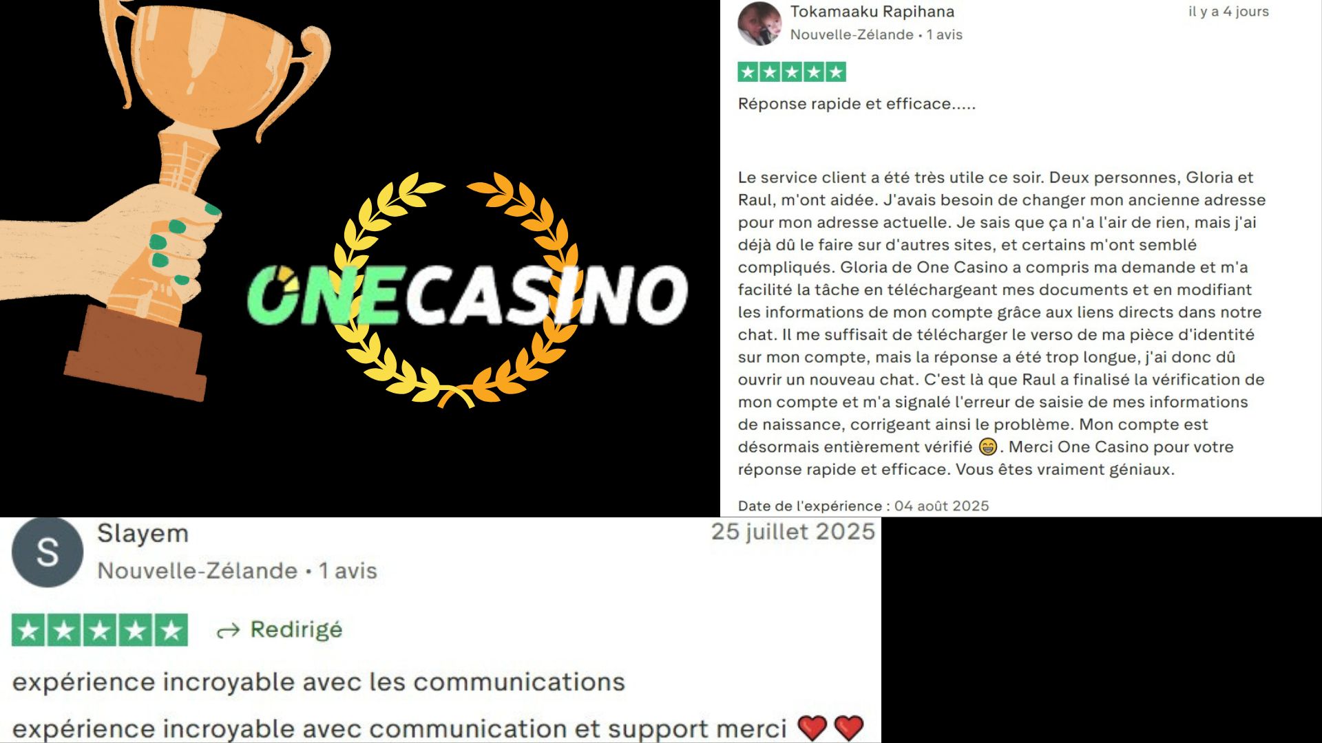 Support client réactif One Casino