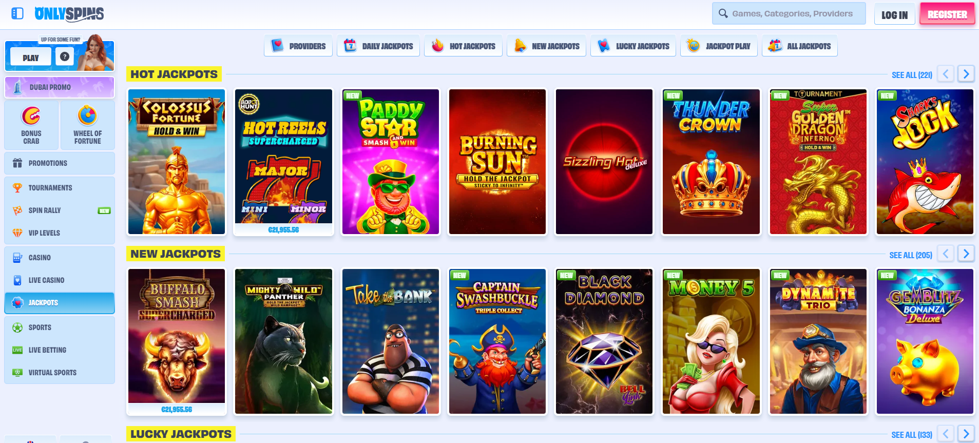 Sélection de jackpots chauds et nouveaux jeux sur OnlySpins Casino