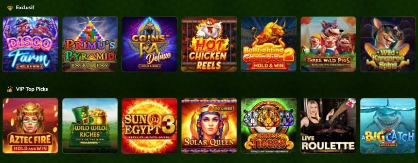 Catalogue complet des machines à sous et jeux disponibles chez SpinMillion France