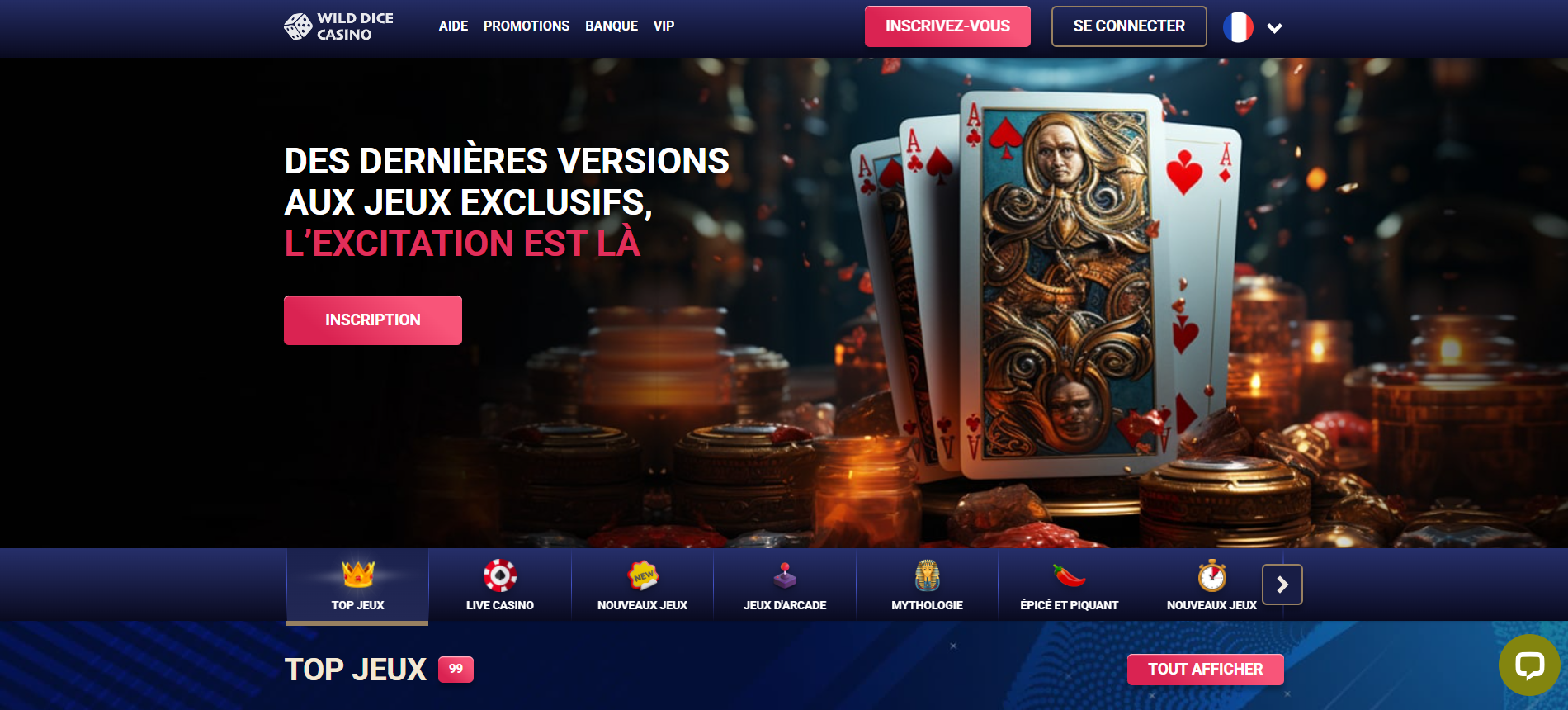 Interface Wild Dice Casino